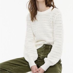 J Crew Balloon Sleeve Pointelle Sweater Medium